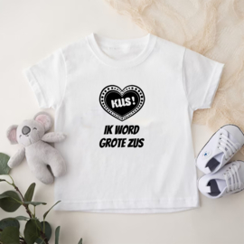 Kinder T-shirt: Kus! Ik word grote zus