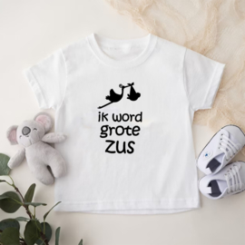 Kinder T-shirt: Ik word grote zus (ooievaar)