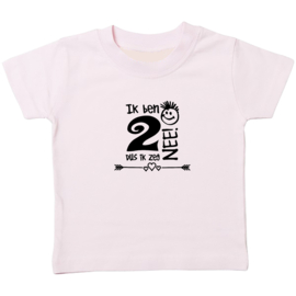 Kinder T-shirt met de opdruk: Ik ben 2 dus ik zeg NEE