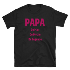 Volwassen T-shirt: Papa de man de mythe de legende