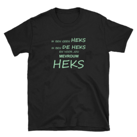 Volwassen T-shirt: Ik ben geen heks ik ben de heks en voor jou mevrouw heks