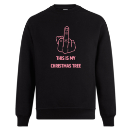 Foute kerst sweater: This is my christmas tree (met middelvinger)