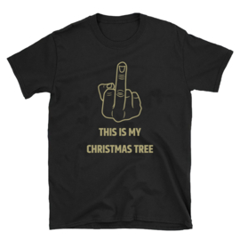 Volwassen T-shirt: This is my christmas tree (met middelvinger)