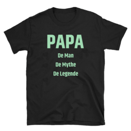 Volwassen T-shirt: Papa de man de mythe de legende
