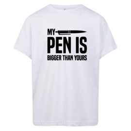 Volwassen T-shirt: My pen is bigger than yours