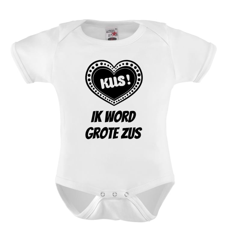 Uitpakken optioneel Inloggegevens Baby romper: Kus! Ik word grote zus | Broer en Zus | bedrukeenshirt.nl