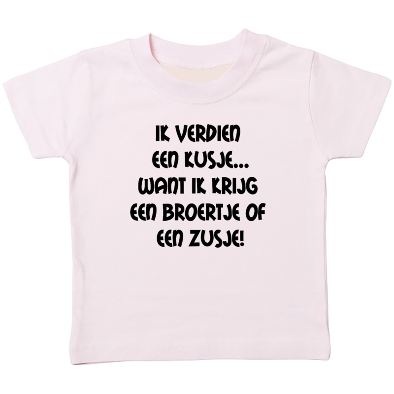 Kinder T shirt Ik verdien een kusje want ik krijg een broertje of zusje Broer en zus bedrukeenshirt