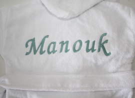 Wit met naam geborduurd