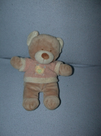 B-1553  Nicotoy beer met truitje, zalmrose - 25 cm