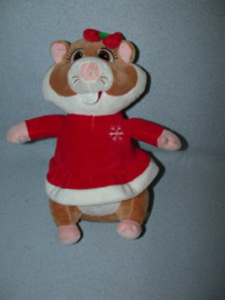 AJ-1205  Albert Heijn hamster als Kerstman/meisje - 26 cm