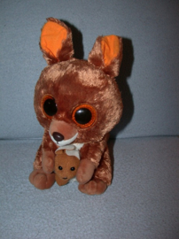 KP-2734  Ty Beanie Buddy kangaroe Kipper met kleintje - 23 cm