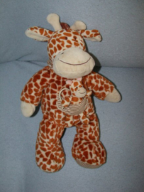 AJ-1046  Nicotoy giraffe met kleintje/kindje - 31 cm