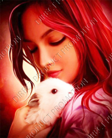 Diamond painting "Girl with bunny"
