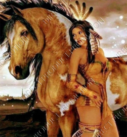 Diamond painting "Indians woman with horse"