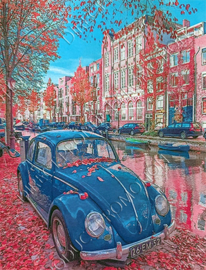 Diamond painting "Blue VW beetle"