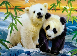 Diamond painting "Polar bear and panda"