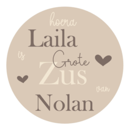 Traktatie stickers met naam | Grote zus