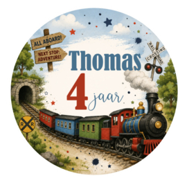 Trein traktatiesticker met naam