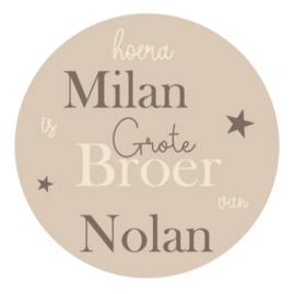 Traktatie stickers met naam | Grote broer