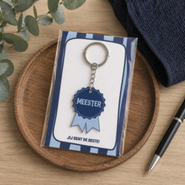 Sleutelhanger | Meester jij bent de beste! | Blauw