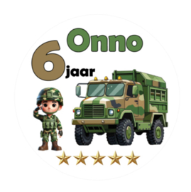 Traktatiestickers | Legertruck | Met naam