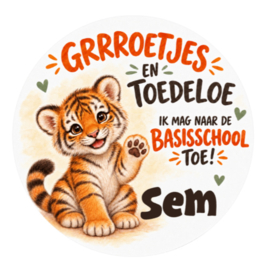 Tijger traktatiesticker met naam | Grrroetjes en toedeloe