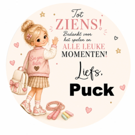 Meisje traktatiesticker met naam  | Bedankt voor alle leuke momenten