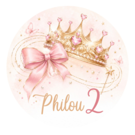 Prinsessen traktatiesticker met naam | Gouden kroon