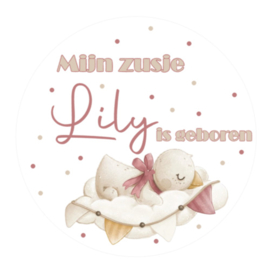 Traktatie stickers met naam | Zusje | Eendje