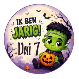 Frankenstein Halloween traktatiesticker met naam