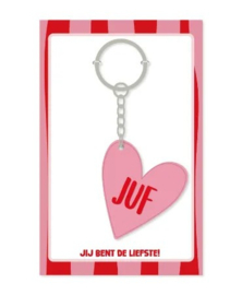 Sleutelhanger | Juf jij bent de liefste! ♥ | Roze