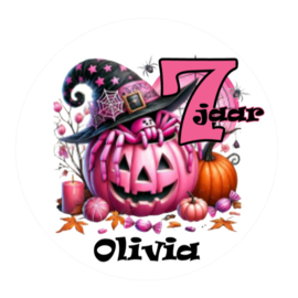 Traktatiestickers | Pink Halloween | Met naam