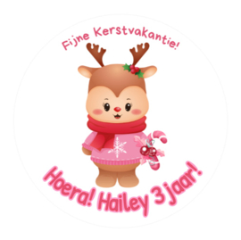 Traktatiestickers | Cute Rendier | Met naam