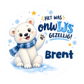 IJsbeer traktatiesticker met naam | Het was onwIJS gezellig