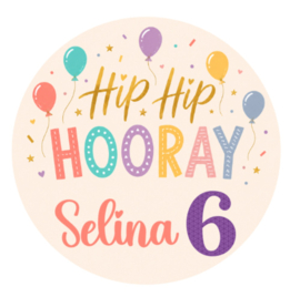 Verjaardagsticker met naam en leeftijd | Hip hip hooray