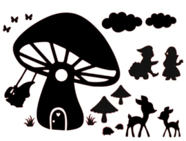 Halloween raamsticker pompoenhuis met spookkabouters