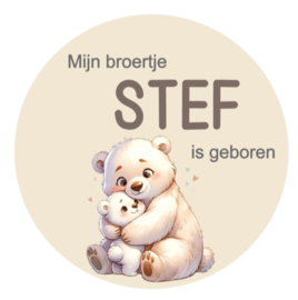 Traktatie stickers met naam | Broertje | IJsbeer