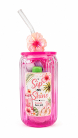 Glazen drinkbeker juf | Sip en Shine cadeau