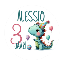 Dino traktatiesticker met naam