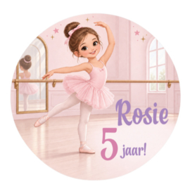 Ballet traktatiesticker met naam | Ballerina