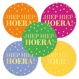 Stickers | Hiep hiep hoera | mix stippels | 5 stuks