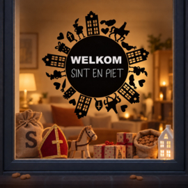 Herbruikbare Raamstickers | Welkom Sint & Piet groot