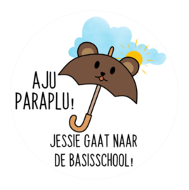 Traktatiestickers | Aju Paraplu Beer | Met naam