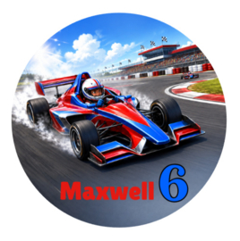 Raceauto traktatiesticker met naam | Formule 1 racer