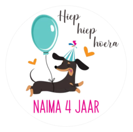 Traktatiestickers | Teckel | Met naam 
