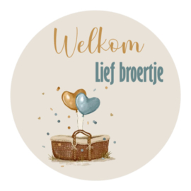 Traktatie stickers | Welkom lief broertje