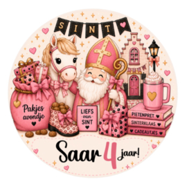 Traktatiesticker met naam | Sinterklaas  cute