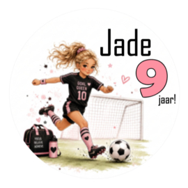 Voetbal traktatiesticker met naam | Goal Queen