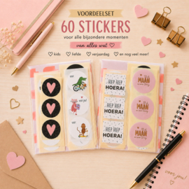Stickerpakket | Van alles wat | Mix van 60 stuks