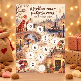 Sinterklaas aftelkalender met stickers | 10 nachtjes tot pakjesavond